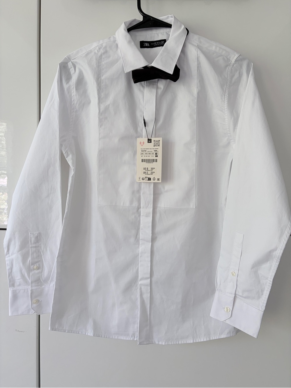 Boys' White Dress Shirt with Bow Tie